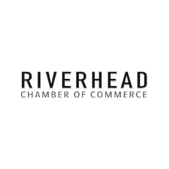 Logo with the words 'Riverhead Chamber of Commerce' in bold black uppercase letters on a white background.