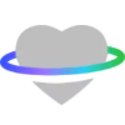 Gray heart with a colorful ring orbiting around it, symbolizing love and unity.