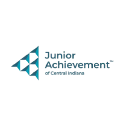 Logo for Junior Achievement of Central Illinois featuring a geometric triangular design on the left and the organization's name in bold text on the right.